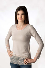 Carica l'immagine nel visualizzatore di Gallery, maxi maglia giro collo fondo in modal e maniche con pizzo 92% modal 8% elastomero - IntimoCamy