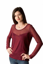 Carica l'immagine nel visualizzatore di Gallery, Maglia donna, girocollo in tulle, 92% modal, 8 % elastomero - IntimoCamy