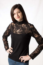 Carica l'immagine nel visualizzatore di Gallery, Lupetto manica lunga in modal , davanti e maniche in pizzo 92% modal 8% elastomero - IntimoCamy
