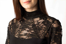 Carica l'immagine nel visualizzatore di Gallery, Lupetto manica lunga in modal , davanti e maniche in pizzo 92% modal 8% elastomero - IntimoCamy