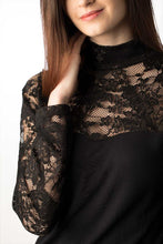 Carica l'immagine nel visualizzatore di Gallery, Lupetto manica lunga in modal , davanti e maniche in pizzo 92% modal 8% elastomero - IntimoCamy
