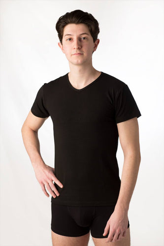 T-shirt uomo mezza manica scollo a punta 100%cotone interlock - IntimoCamy