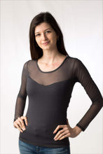 Carica l'immagine nel visualizzatore di Gallery, Maglia donna, girocollo in tulle, 92% modal, 8 % elastomero - IntimoCamy