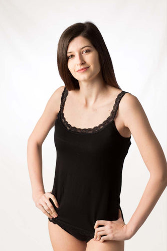 Top donna in modal con spallinae fondo in pizzo 92% modal 8% elastomero - IntimoCamy