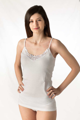 Top donna Lana/cotone inserto Macramè - IntimoCamy